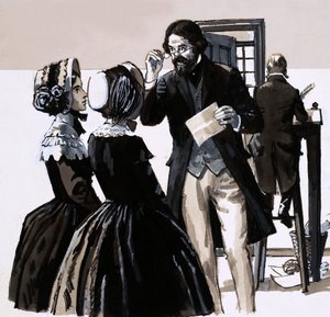 The Tragedy of the Brontes (gouache på papir) af English School