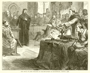 Retssagen mod John Wycliffe i Monastery of Blackfriars, London, 1382 af English School