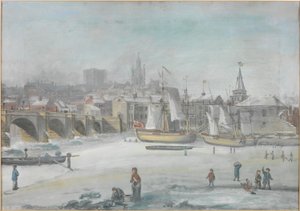 The Tyne Bridge - The Great Frost, 1784 af English School