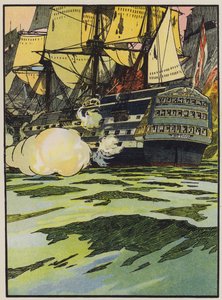 Sejren ved Trafalgar (farve litho) af English School