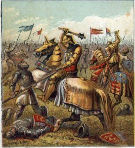 The War of the Two Roses (1455-1485): Kamp mellem Royal House of York og Royal Mason of Lancaster. Illustration af den engelske borgerkrig født ved opdelingen af kong Edward IIIs (1327-1377) efterfølgere i to grene. Krigen om Ros af English School