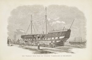 The Warrior Hulk with the Sulphur Washing-Ship in the Distance, fra The Criminal Prisons of London og Scenes of Prison Life af Henry Mayhew (1812-87) og John Binny, 1862 af English School