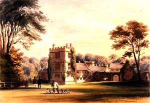 The Western Tower, Cotehele House, ca. 1830-40 (farve litho) af English School
