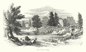 The Wey Bridge (gravering) af English School