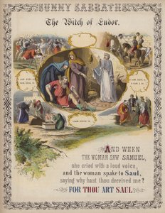 The Witch of Endor (farvet gravering) af English School