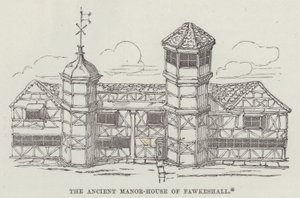 Den gamle herregård i Fawkeshall (gravering) af English School