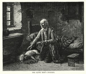 Die Sorge des Blinden (Gravur) von English School