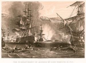 Lord Exmouths bombardement af Algier i 1816 af English School