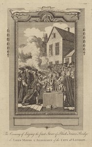 Ceremonien med at lægge den første sten til Black Friars Bridge af English School