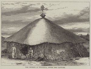 Kirken i Magdala, efter erobringen (stik) af English School