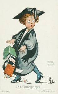 The college girl (farvelitografi) af English School