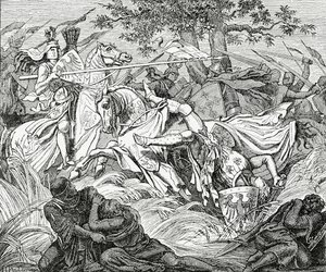 Manfreds død i slaget ved Benevento, 26. februar 1266, 1882 af English School