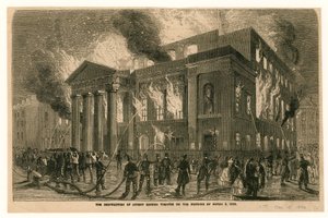 Ødelæggelsen af Covent Garden Theatre, London, om morgenen den 5. marts 1856 af English School