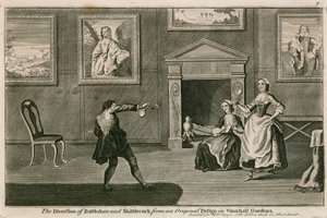 Die Unterhaltung mit Federball und Shittlecock nach dem Originalentwurf in den Vauxhall-Gärten, London