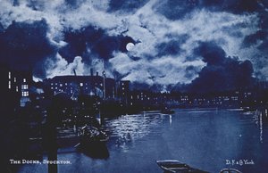 Havnen, Stockton-on-Tees (farvelitografi) af English School
