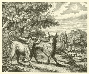 Hunden og ulven (kobberstik) af English School