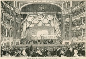 Tegningen af Art Union-priserne på Drury Lane Theatre i 1843 af English School