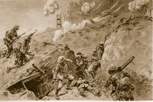 De frygtelige fordybninger, der førte til Oppy Wood, britiske bombefly, der arbejdede langs de tyske skyttegrave, 1914-19 af English School