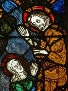 Østvinduet viser en scene fra Maria Magdalenas liv - Noli me Tangere? af English School
