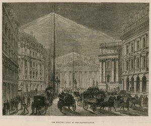 Det elektriske lys i Mansion House, London af English School