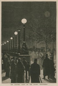 Det elektriske lys på Thames Embankment af English School