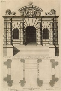 Højden af York Stairs til Themsen inklusive en plan over bygningen af English School