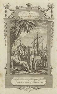 Det første interview af Christopher Columbus med de indfødte i Amerika af English School