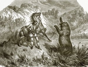 Det første skud på en grizzlybjørn af English School