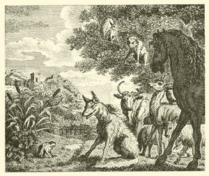 Frøen og ræven (kobberstik) af English School