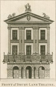 Forsiden af Drury Lane Theatre, London af English School