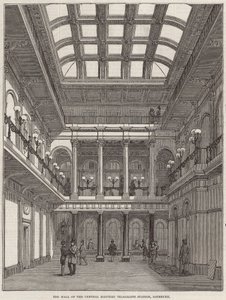 Hallen på Central Electric Telegraph Station, Lothbury af English School