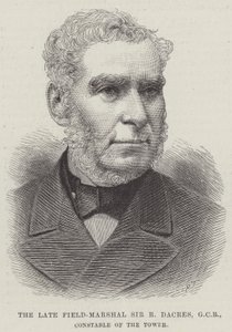 Den afdøde feltmarskal Sir R Dacres, GCB, tårnkonstabel (gravering) af English School
