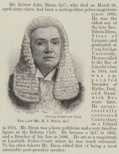 Den afdøde hr. R J Biron, QC (gravering) af English School
