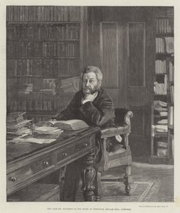 Afdøde hr. Spurgeon i sit studie i Westwood, Beulah Hill, Norwood (gravering) af English School