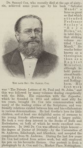 Den afdøde pastor Dr. Samuel Cox (gravering) af English School