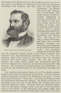 Den afdøde Sir R Fowler, MP (gravering) af English School