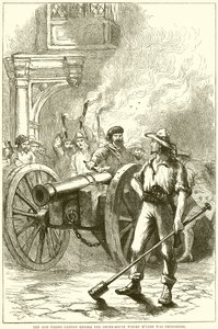 Pøbelen affyrede Cannon foran Court-House, hvor McLeod sad fængslet