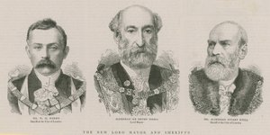 Der neue Lord Mayor und die Sheriffs: Alderman Sir Henry Isaacs, Lord Mayor