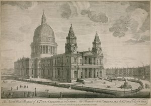 Den nordvestlige udsigt til St Pauls Cathedral i London af English School