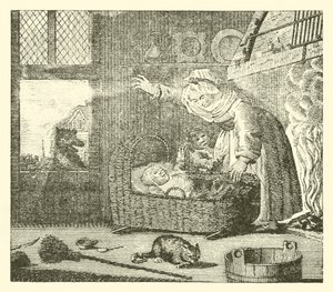 Sygeplejersken og ulven (kobberstik) af English School