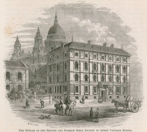 Det britiske og udenlandske bibelselskabs kontorer i Queen Victoria Street, London af English School
