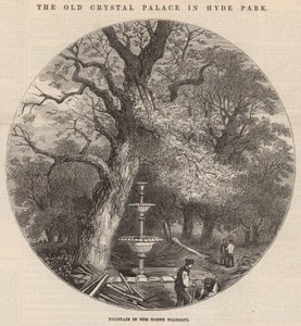 Det gamle Crystal Palace i Hyde Park: springvand i det nordlige tværskib af English School