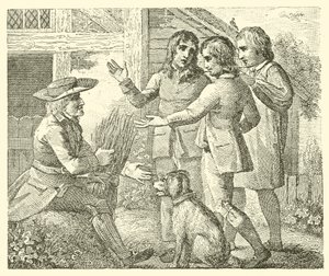 Den gamle mand og hans sønner (gravering) af English School
