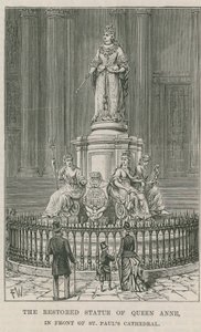 Den restaurerede statue af dronning Anne af English School