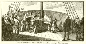 Nedskydningen af admiral Byng om bord på Monarque, 14. marts 1757 af English School