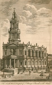 Den sydvestlige udsigt til St Marys Church i Strand af English School