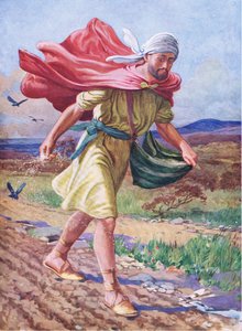 Sædemanden, fra The Bible Picture Book udgivet af Thomas Nelson, ca. 1950 (farvelitografi) af English School
