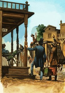 Diligencerejsen mod øst slutter for nogle rejsende ved Carson City af English School