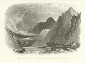 Toppen af Snowdon fra Llanberis-stigningen, Wales af English School