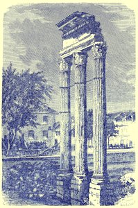 De tre søjler ved Castor-templet, illustration fra History of Rome af Victor Duruy, udgivet 1884 (digitalt forbedret billede) af English School
